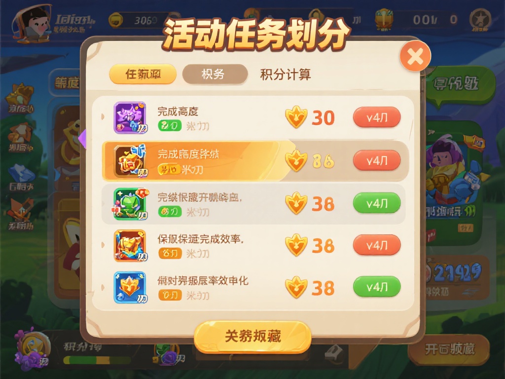 活动任务划分与积分计算
在活动过程中，任务往往被